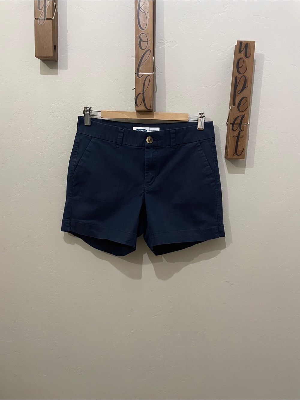 Old Navy Navy Mid-Rise Chino Bermuda Shorts